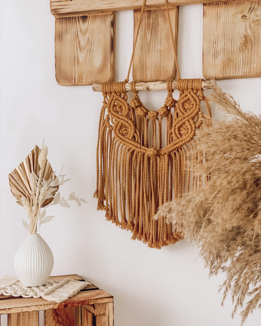 Makramee Wandbehang Gina - Makramee kaufen - handgefertigtes Makramee aus Österreich - Boho Wandschmuck kaufen - Boho Deko - Boho Geschenk - Moderne Wanddekoration - Lady Handgemacht by Tamara Wagner