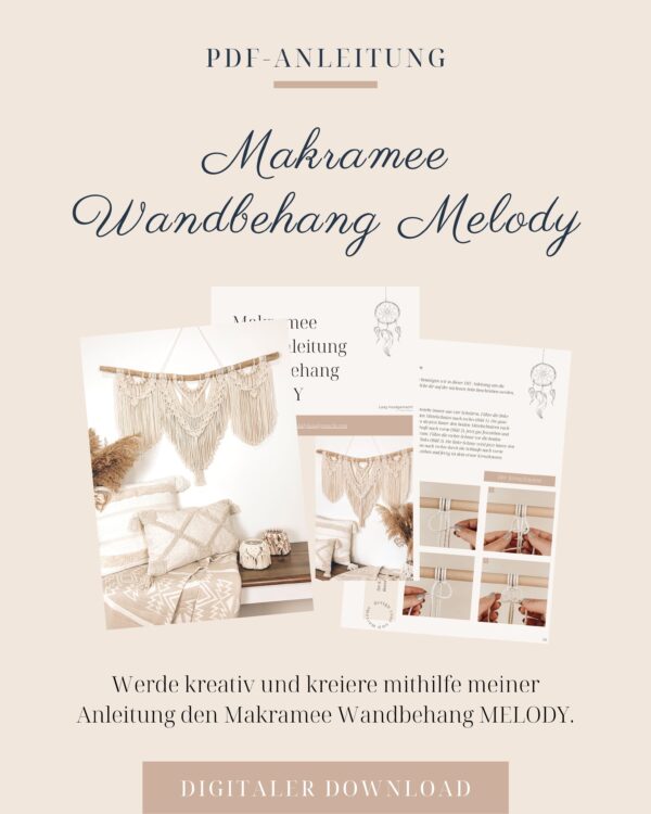 Makramee Anleitung Wandbehang MELODY - Makramee DIY - PDF Anleitung - Makramee Wandbehang selber knüpfen - Makramee Schule - Makramee lernen - Lady Handgemacht by Tamara Wagner